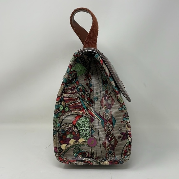 Sakroots Lunchbox Women's Brown Red Owl Print Insulated Hook & Loop Closure - Picture 10 of 14